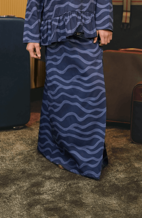 The Early Check-in Collection Girl Classic Skirt in Ombak Print