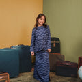 The Early Check - in Collection Girl Classic Skirt in Ombak Print - Umbi