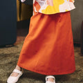 The Early Check - in Collection Girl Classic Skirt in Orange - Umbi