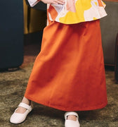 The Early Check - in Collection Girl Classic Skirt in Orange - Umbi