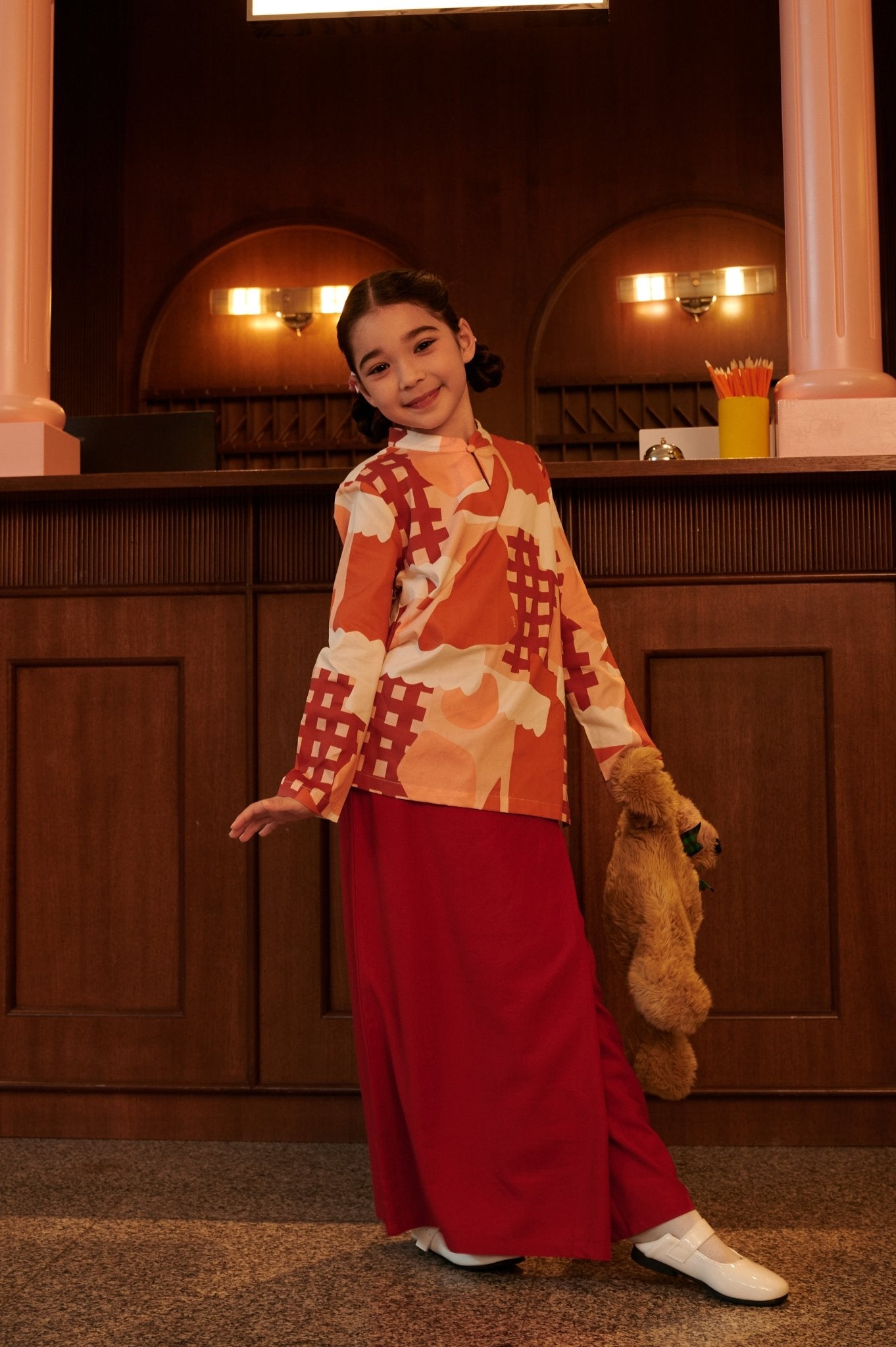 The Early Check - in Collection Girl Classic Skirt in Terracotta - Umbi