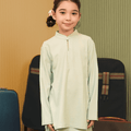 The Early Check - in Collection Girl Mandarin Collar Kurung Top in Mint Green - Umbi