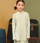 The Early Check - in Collection Girl Mandarin Collar Kurung Top in Mint Green - Umbi