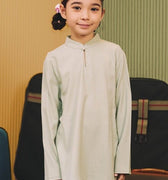 The Early Check - in Collection Girl Mandarin Collar Kurung Top in Mint Green - Umbi