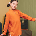 The Early Check - in Collection Girl Mandarin Collar Kurung Top in Orange - Umbi