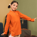 The Early Check - in Collection Girl Mandarin Collar Kurung Top in Orange - Umbi
