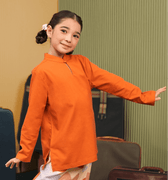The Early Check - in Collection Girl Mandarin Collar Kurung Top in Orange - Umbi
