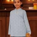 The Early Check - in Collection Girl Mandarin Collar Kurung Top in Snowflake Print - Umbi