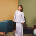 The Early Check - in Collection Girl Ruffles Top in Ballroom Print - Umbi