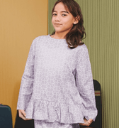 The Early Check - in Collection Girl Ruffles Top in Ballroom Print - Umbi