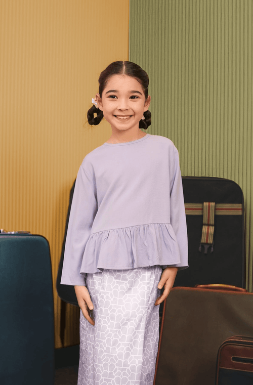 The Early Check-in Collection Girl Ruffles Top in Lilac