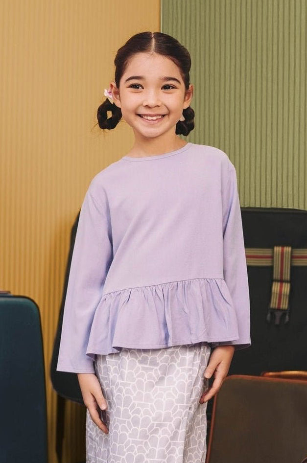 The Early Check - in Collection Girl Ruffles Top in Lilac - Umbi
