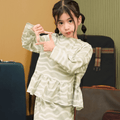 The Early Check - in Collection Girl Ruffles Top in Meadow Print - Umbi