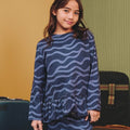 The Early Check - in Collection Girl Ruffles Top in Ombak Print - Umbi