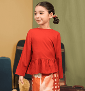 The Early Check - in Collection Girl Ruffles Top in Terracotta - Umbi