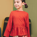 The Early Check - in Collection Girl Ruffles Top in Terracotta - Umbi