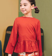 The Early Check - in Collection Girl Ruffles Top in Terracotta - Umbi