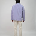 The Early Check - in Collection Men Mandarin Collar Long Sleeve Shirt in Lilac - Umbi