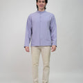 The Early Check - in Collection Men Mandarin Collar Long Sleeve Shirt in Lilac - Umbi