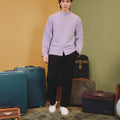 The Early Check - in Collection Men Mandarin Collar Long Sleeve Shirt in Lilac - Umbi