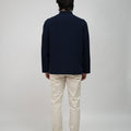 The Early Check - in Collection Men Mandarin Collar Long Sleeve Shirt in Midnight Blue - Umbi