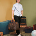 The Early Check - in Collection Men Mandarin Collar Short Sleeve Shirt in Snowflake Print - Umbi