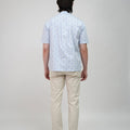 The Early Check - in Collection Men Mandarin Collar Short Sleeve Shirt in Snowflake Print - Umbi