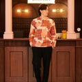 The Early Check - in Collection Men Teluk Belanga in Cranberry Print - Umbi