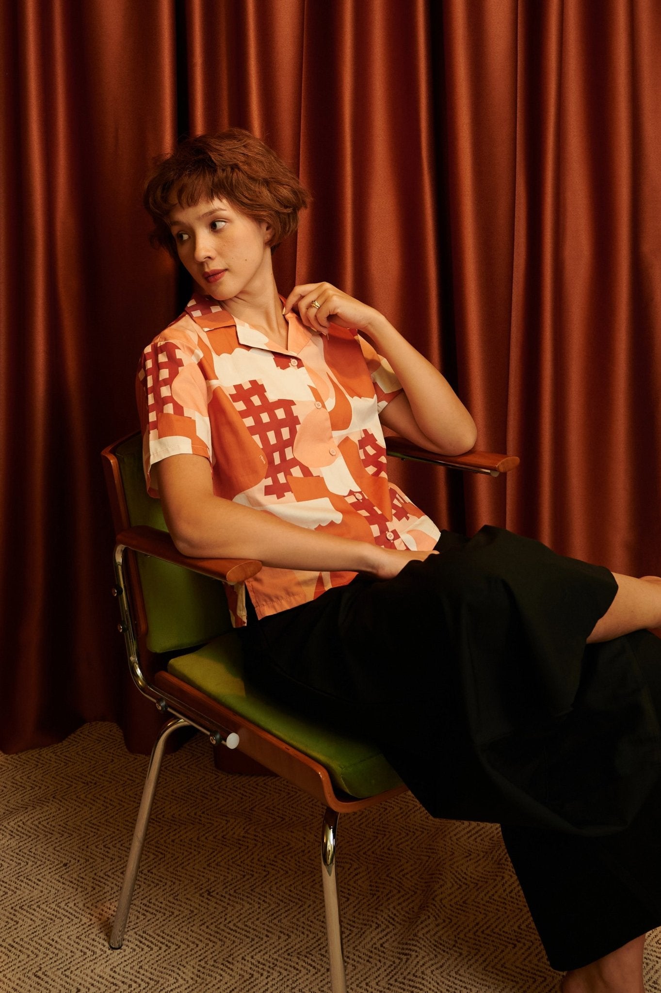 The Early Check - in Collection Women Casual Top in Cranberry Print - Umbi