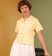 The Early Check - in Collection Women Casual Top in Honeycomb Print - Umbi