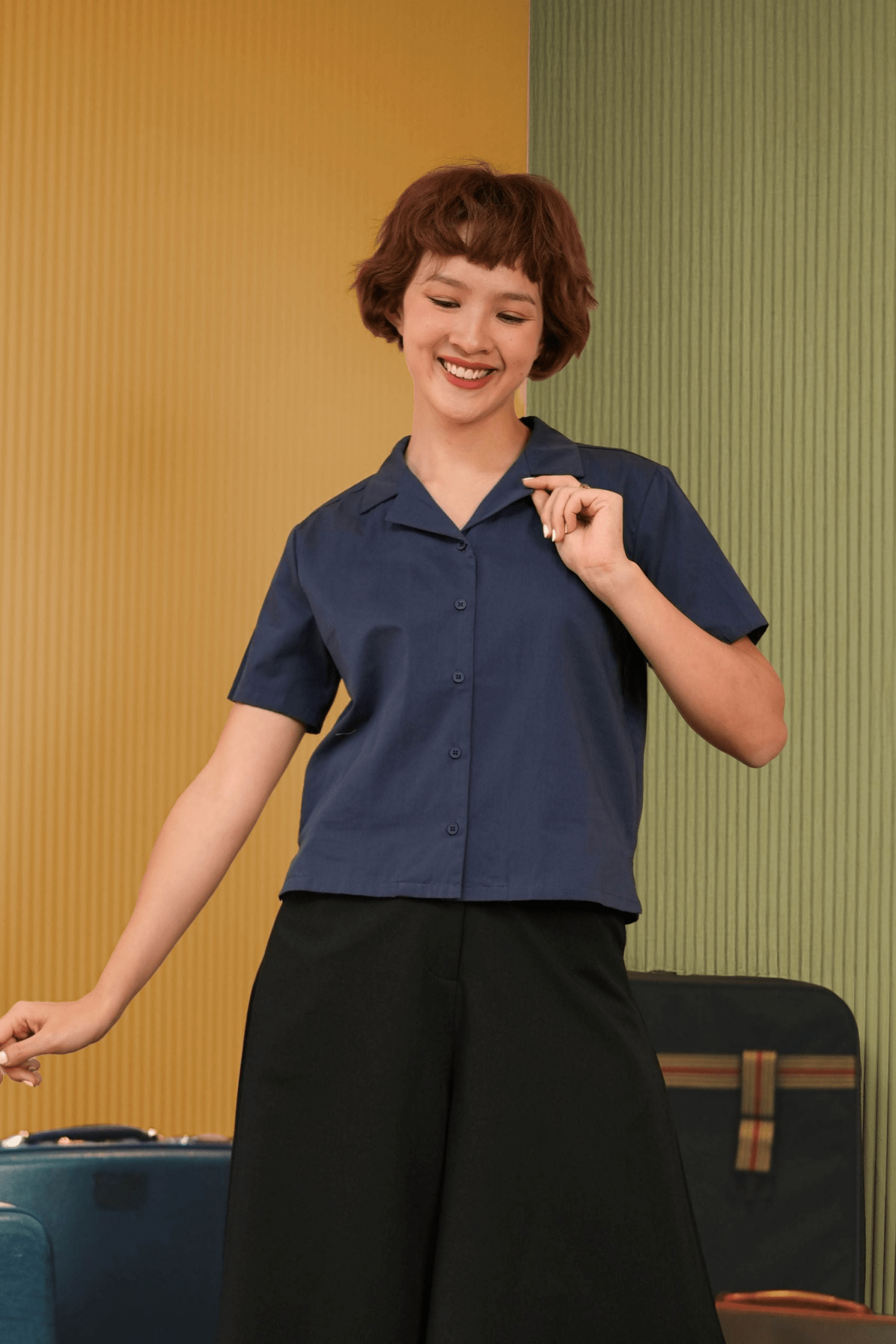 The Early Check - in Collection Women Casual Top in Midnight Blue - Umbi