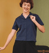 The Early Check - in Collection Women Casual Top in Midnight Blue - Umbi