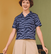 The Early Check - in Collection Women Casual Top in Ombak Print - Umbi