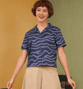 The Early Check - in Collection Women Casual Top in Ombak Print - Umbi