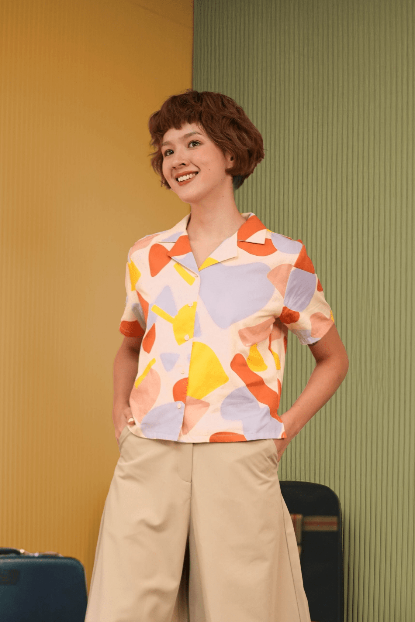 The Early Check - in Collection Women Casual Top in Playroom Print - Umbi