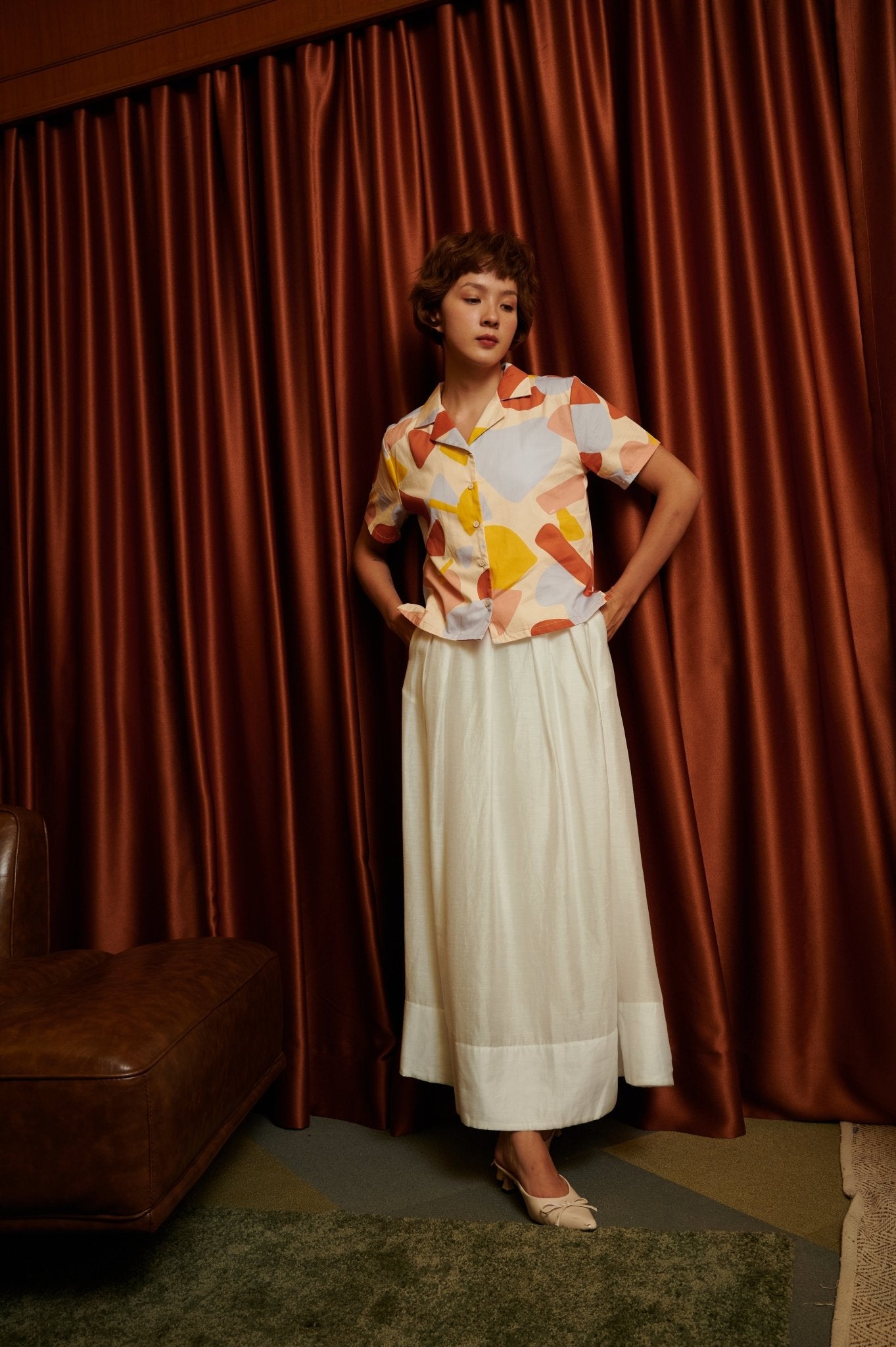 The Early Check - in Collection Women Casual Top in Playroom Print - Umbi