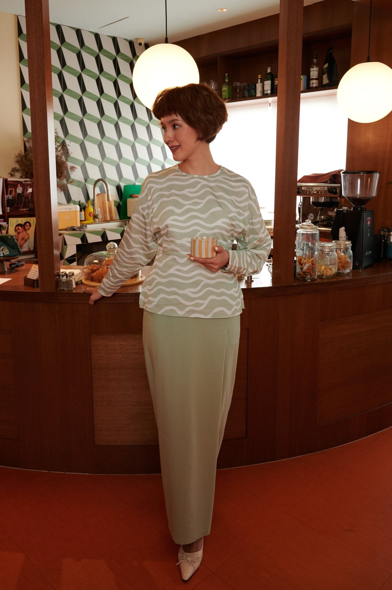 The Early Check - in Collection Women Classic Skirt in Mint Green - Umbi