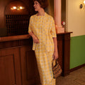 The Early Check - in Collection Women Instant Wrap Skirt in Honeycomb Print - Umbi
