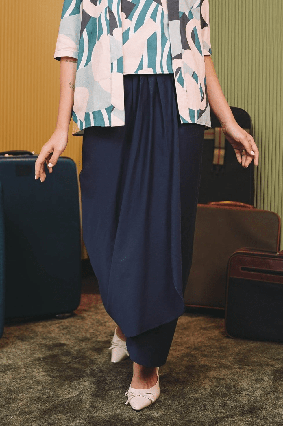 The Early Check - in Collection Women Instant Wrap Skirt in Midnight Blue - Umbi