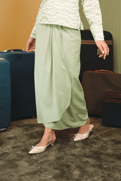 The Early Check-in Collection Women Instant Wrap Skirt in Mint Green