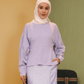 The Early Check - in Collection Women Long Sleeve Fitted Waist Blouse in Lilac - Umbi