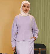 The Early Check - in Collection Women Long Sleeve Fitted Waist Blouse in Lilac - Umbi