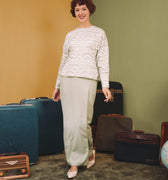 The Early Check - in Collection Women Long Sleeve Fitted Waist Blouse in Meadow Print - Umbi