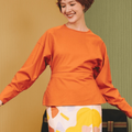 The Early Check - in Collection Women Long Sleeve Fitted Waist Blouse in Orange - Umbi