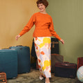 The Early Check - in Collection Women Long Sleeve Fitted Waist Blouse in Orange - Umbi
