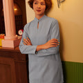 The Early Check - in Collection Women Mandarin Collar Kurung Top in Periwinkle Blue - Umbi