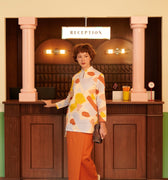 The Early Check - in Collection Women Mandarin Collar Kurung Top in Playroom Print - Umbi