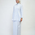 The Early Check - in Collection Women Mandarin Collar Kurung Top in Snowflake Print - Umbi