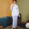 The Early Check - in Collection Women Mandarin Collar Kurung Top in Snowflake Print - Umbi