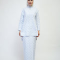 The Early Check - in Collection Women Mandarin Collar Kurung Top in Snowflake Print - Umbi